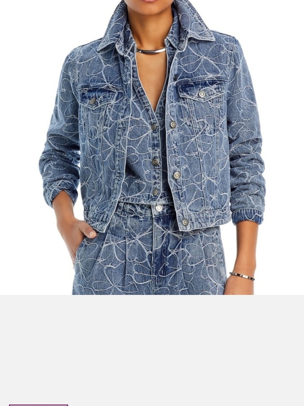 NWT Ramy Brook Hoff Floral Denim Jacket - Blue